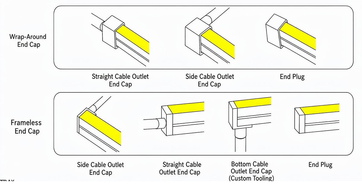 W6 × H12 mm neon flex cable exit options
