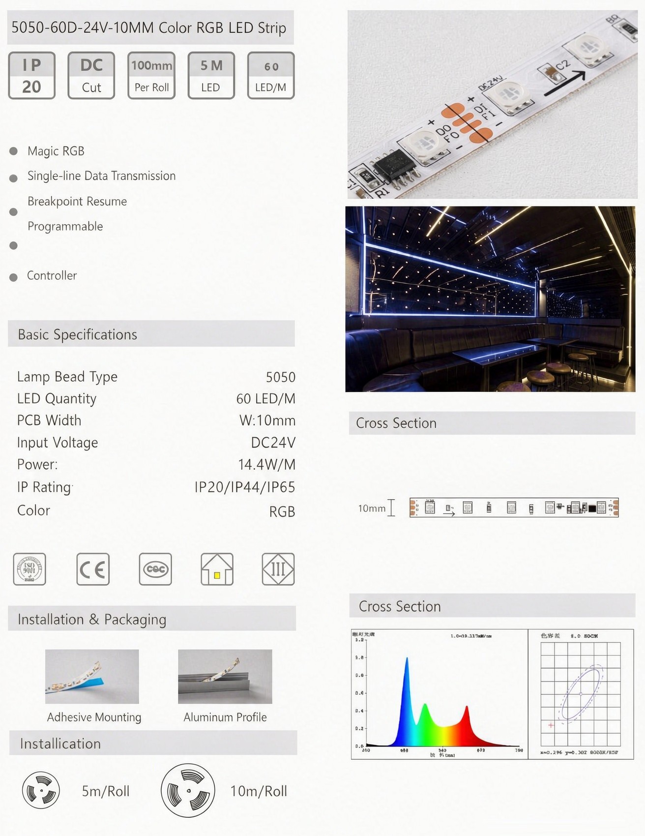 5050-60D-24V-10MM - Colorful 5050-60D-24V-10MM - Colorful