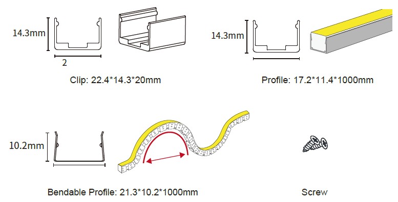 2010 Top-Emitting LED Neon Flex with Honeycomb Louver – 24V, IP66 2010 Top-Emitting LED Neon Flex with Honeycomb Louver – 24V, IP66